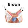 Brown cozy double-layer fleece hammock for small pets with pink and blue accents