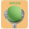 A green automatic rolling interactive ball for cats shown in a close-up view.