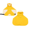Yellow waterproof pet raincoat for dogs shown in two views