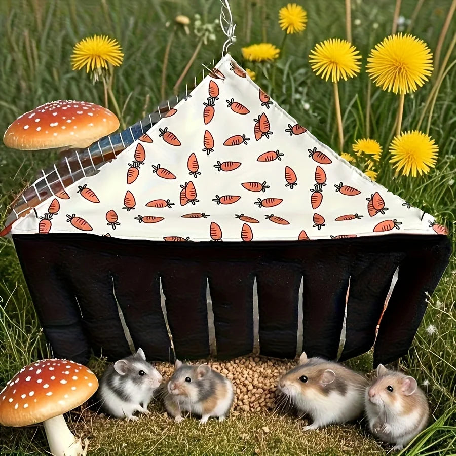 Waschbare Hundehütte-Hängematte im Gras mit kleinen Nagetieren