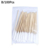 Paket mit 100 wiederverwendbaren Holz- und Baumwoll-Q-Tips zur Reinigung von Tierohren.