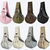 A collection of five crossbody pet carrier bags for dogs and cats in various colors including pink, olive green, brown, black