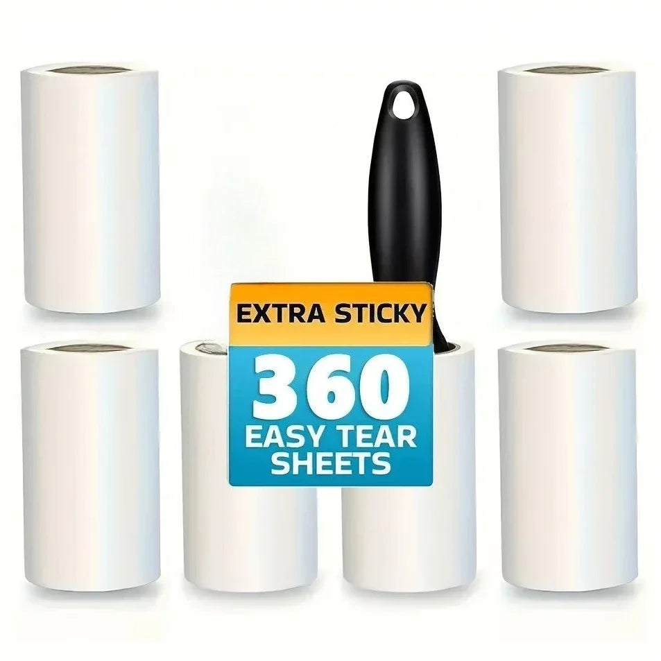 A roll of extra sticky 360 easy tear sheets for an adhesive lint roller.