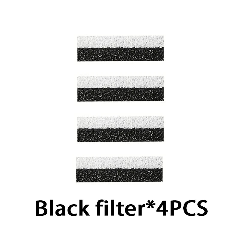 Cuatro filtros negros para una fuente de agua automática para mascotas