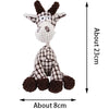 A handmade plush squeaky donkey dog toy with a white face and brown body, measuring about 23cm tall.