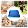 A foldable pet wading pool shown in various contexts with cats and dogs.