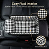 Black plaid liner and thickened cushion for a cozy plaid interior dog car seat