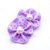 Lila Satin-Halsbänder für Haustier mit rosa Polka Dots und Perlenakzenten