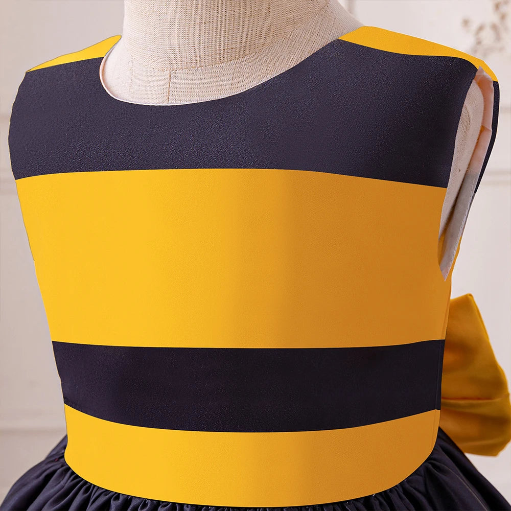Haut sans manches rayé jaune et noir pour une robe de fille