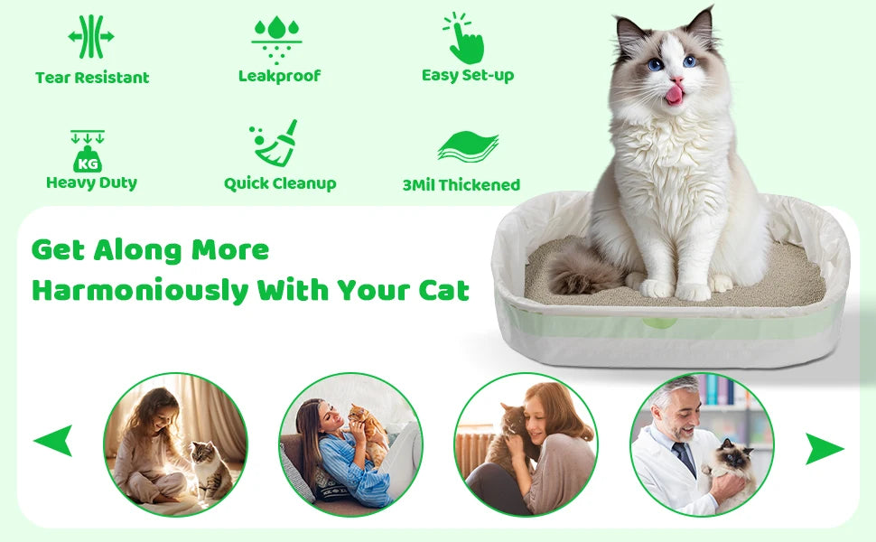 Weiße Katze in einer Katzentoilette mit Funktionen: kratzfest, leckdicht, einfache Einrichtung, robust, schnelle...