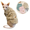 A fluffy, light brown fleece pullover sweatshirt for a pet dog or cat, shown next to color options.