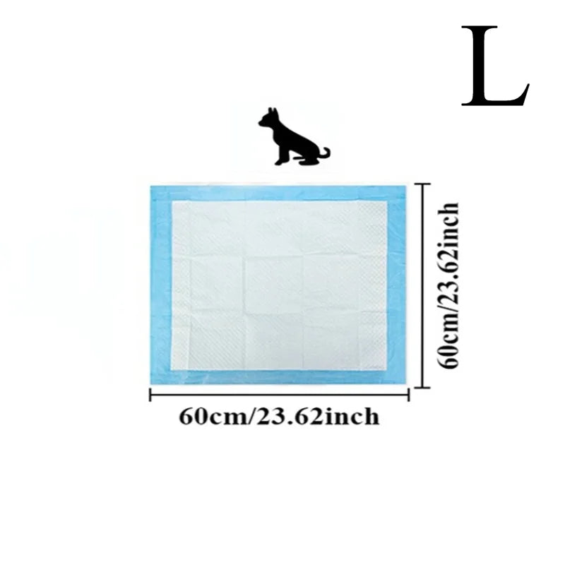 White pet training pads with a blue border and a silhouette of a dog