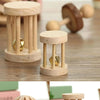 Natural wooden chew toy for small rodents shown in various forms and sizes.
