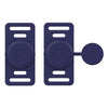 A dark purple silicone airtag holder with a clip and a circular tag attachment.