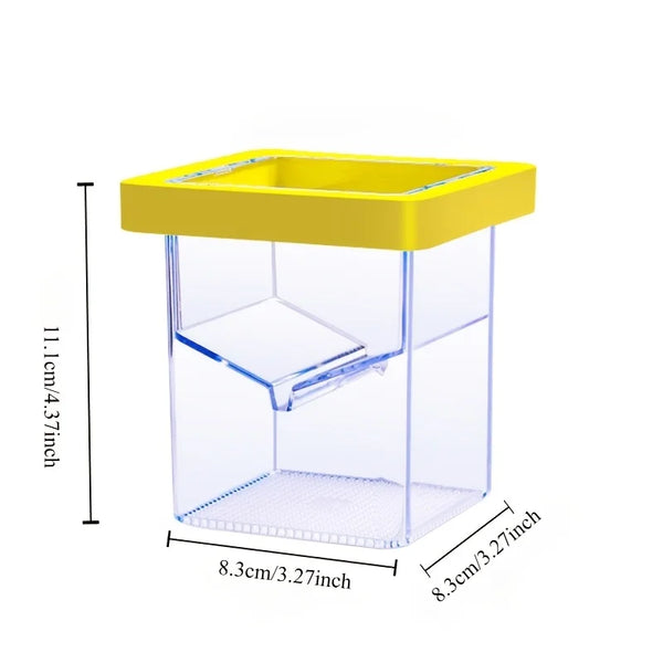Boîte d'isolement pour la reproduction en acrylique transparent avec couvercle jaune et grille