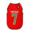 Red and green Portugal soccer team dog jersey vest with the number 7