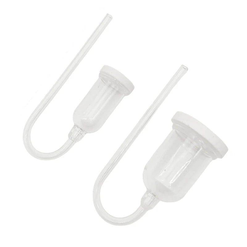 Clear aquarium CO2 diffuser with a suction cup and bubble counter