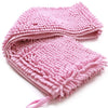A pink ultra-absorbent chenille pet bath towel for dogs and cats, folded and displayed.