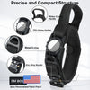 Black tactical dog GPS collar featuring a TPU AirTag holder, metal D-ring, and zinc alloy buckle.
