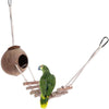 Natürlicher Kokosnussschalen-Vogelnest mit Kletterleiter, aufgehängt mit Schnur.