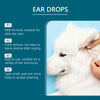 A white dog's ear is being cleaned with drops, illustrating features of pet ear cleaning products.