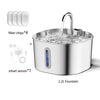 Fontaine à eau pour animaux en acier inoxydable avec bec, chips de filtre et capteur intelligent.