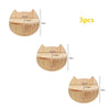 Three natural wooden cat wall shelves or climbing perches shown from the top view.