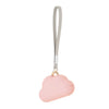 A pink cloud-shaped lint roller refill with a silver strap and gold accent.
