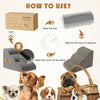 Instructions show how to use foam pet stairs with a non-slip cover for pets on stairs.
