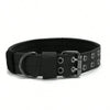 Black tactical nylon dog collar with a metal buckle for medium and large breeds