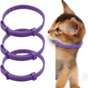 Purple natural pet calming collar for anxiety relief shown next to a small tabby kitten