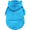 A bright blue dog and cat zippered hoodie with a hood and a front pocket.