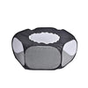 Cage portable noire pour animaux de compagnie avec grille filet pour chats et petits chiens.