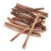 A bundle of natural herbal cat chew sticks with brown and reddish-brown coloration.