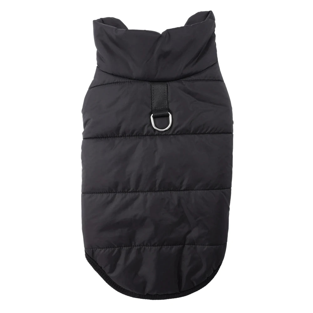 Manteau d'hiver en polaire imperméable à quilting noir pour petits chiens et chats
