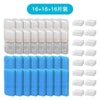 A set of replacement filters and sponges for a cat water fountain, including various white and blue filter components.