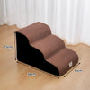 Brown washable non-slip pet stairs used for climbing onto a bed or sofa