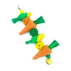 Handwoven natural vine bird and pet swing toy featuring green and orange fibers.