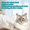 A white glove is cleaning a fluffy gray cat with unscented pet cleaning wipes.
