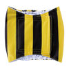 A yellow and black striped washable belly band for a male dog, shown flat.