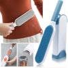 A reusable lint remover brush is shown being used on a person's clothing, along with close-ups of the product components.