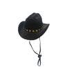 Black adjustable cowboy hat suitable for small dogs and cats