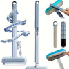 A set of reusable dog hair brushes and tools for easy carpet cleaning, including a long brush and various attachments.