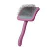 Cepillo profesional rosa para mascotas con cerdas duras para desenredar y aseo.