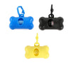 Blue and black bone-shaped dog waste bag dispensers for on-the-go cleanup