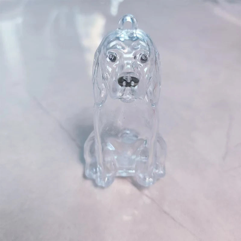 Klares Acryl-Anhänger in Form eines Hundekopfes und -körpers für eine Welpen-Trauererinnerung