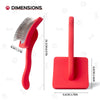 Cepillo profesional rojo para mascotas con peine de metal, mostrado junto al cuerpo principal del cepillo.