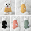 A fluffy white dog wearing a knitted yellow winter sweater.