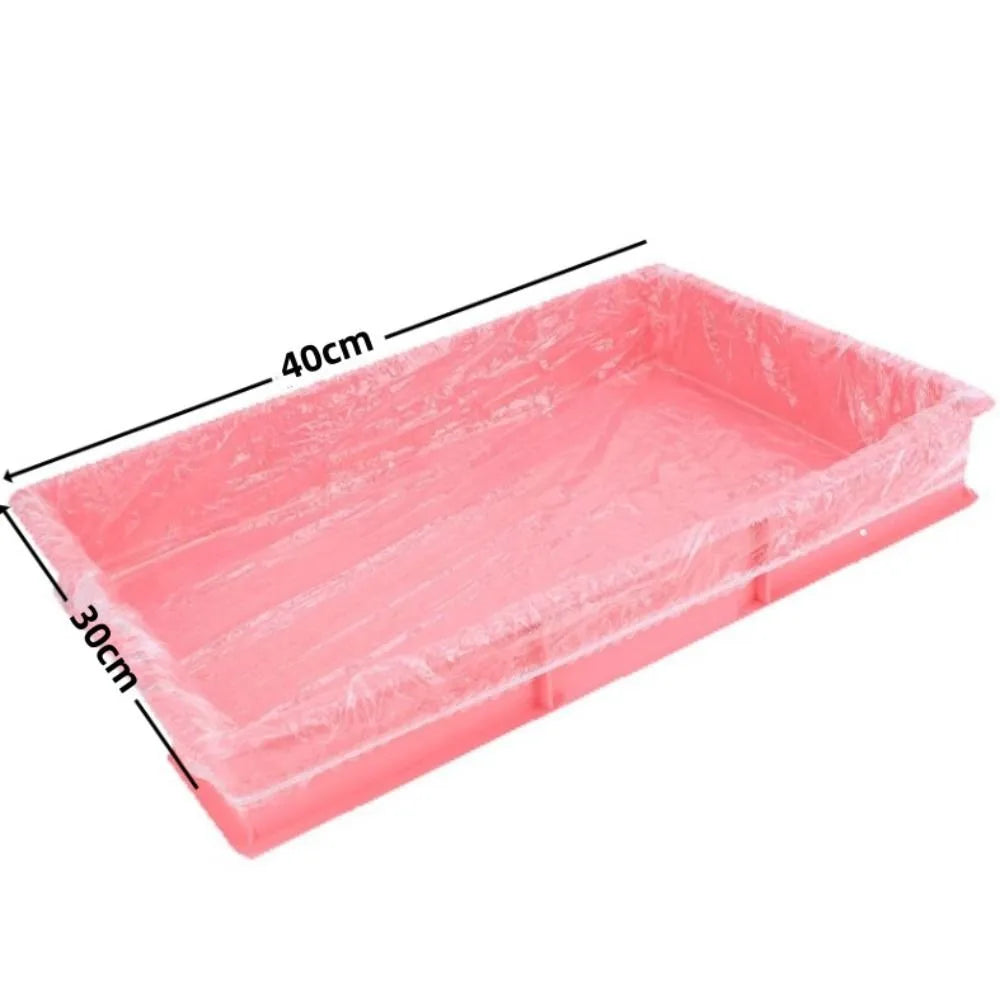 Pinke Einweg-Tierkäfig-Schale mit Maßen 40x30 cm