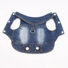 Classic blue denim dog jacket with a D-ring leash attachment.